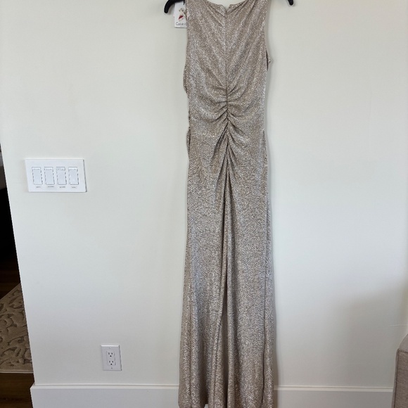 NWT PROM, FORMAL, EVENING, Calvin Klein metallic stretchy maxi dress - Picture 2 of 3